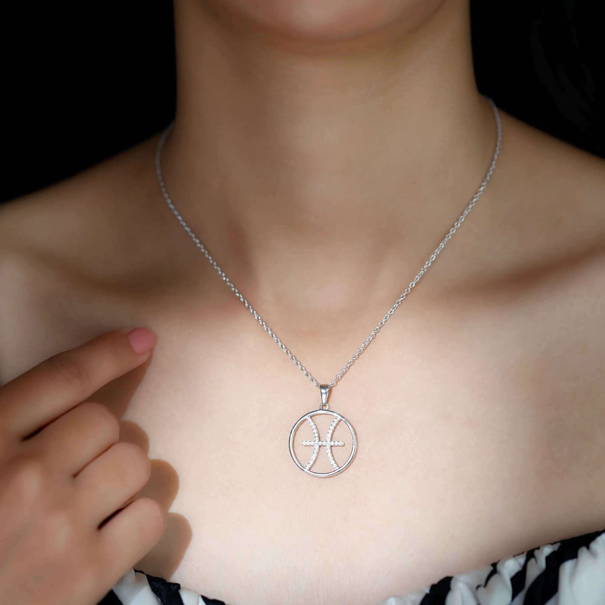 Moissanite Pisces Zodiac Pendant Necklace