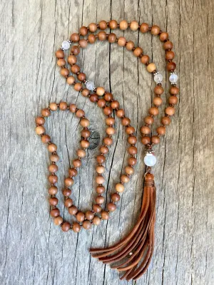Moonstone and Sandalwood Mala
