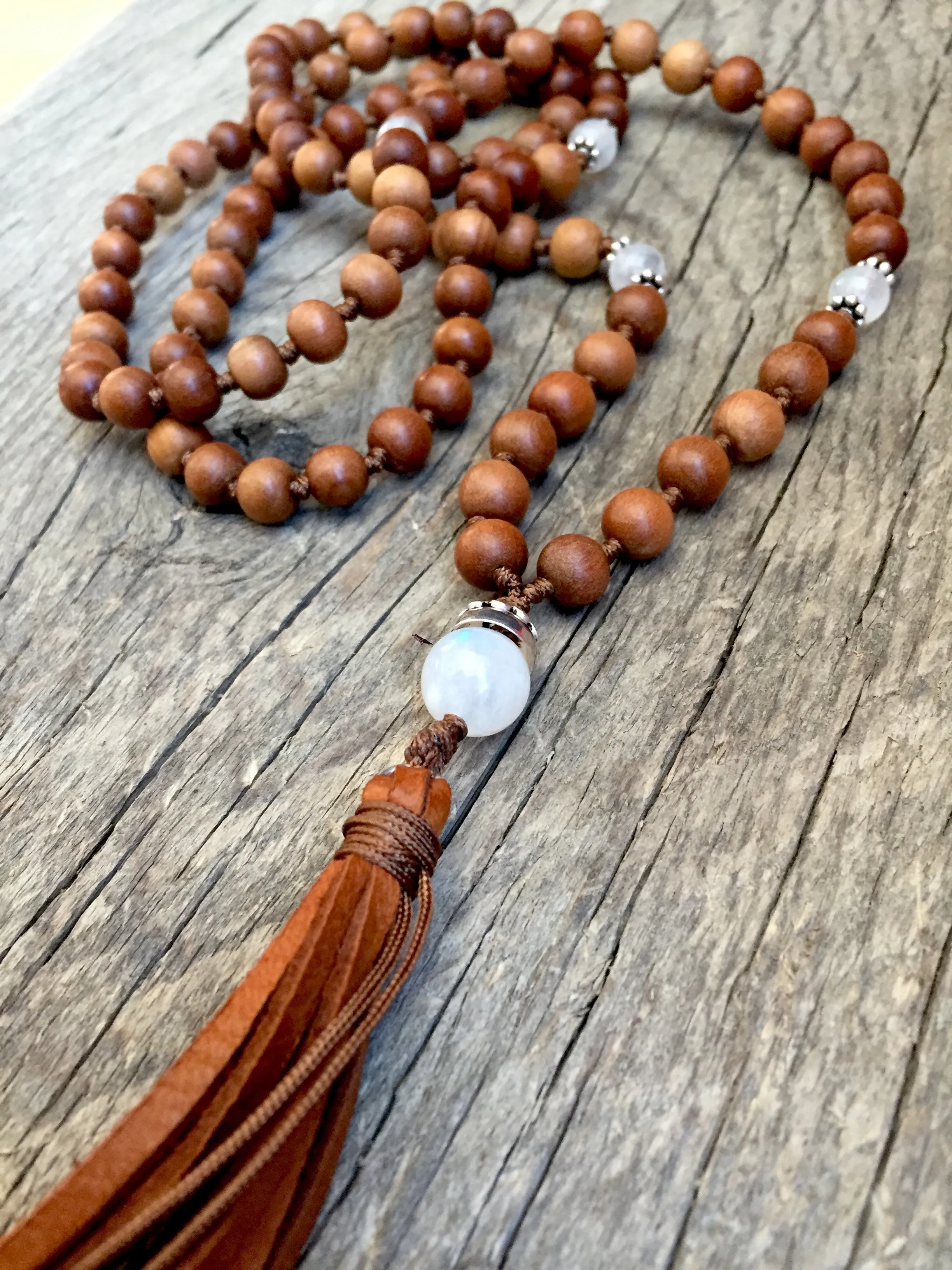 Moonstone and Sandalwood Mala