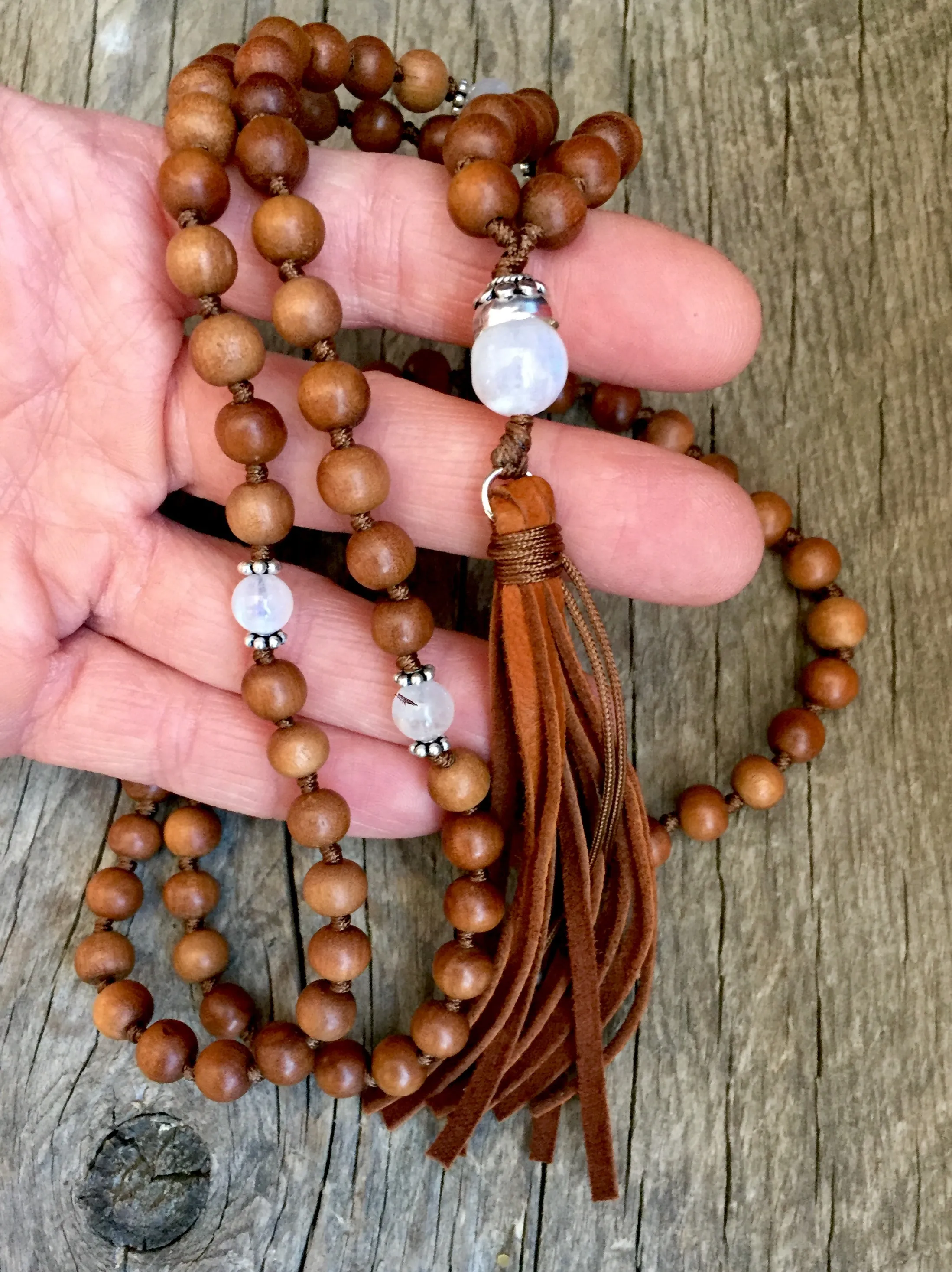 Moonstone and Sandalwood Mala