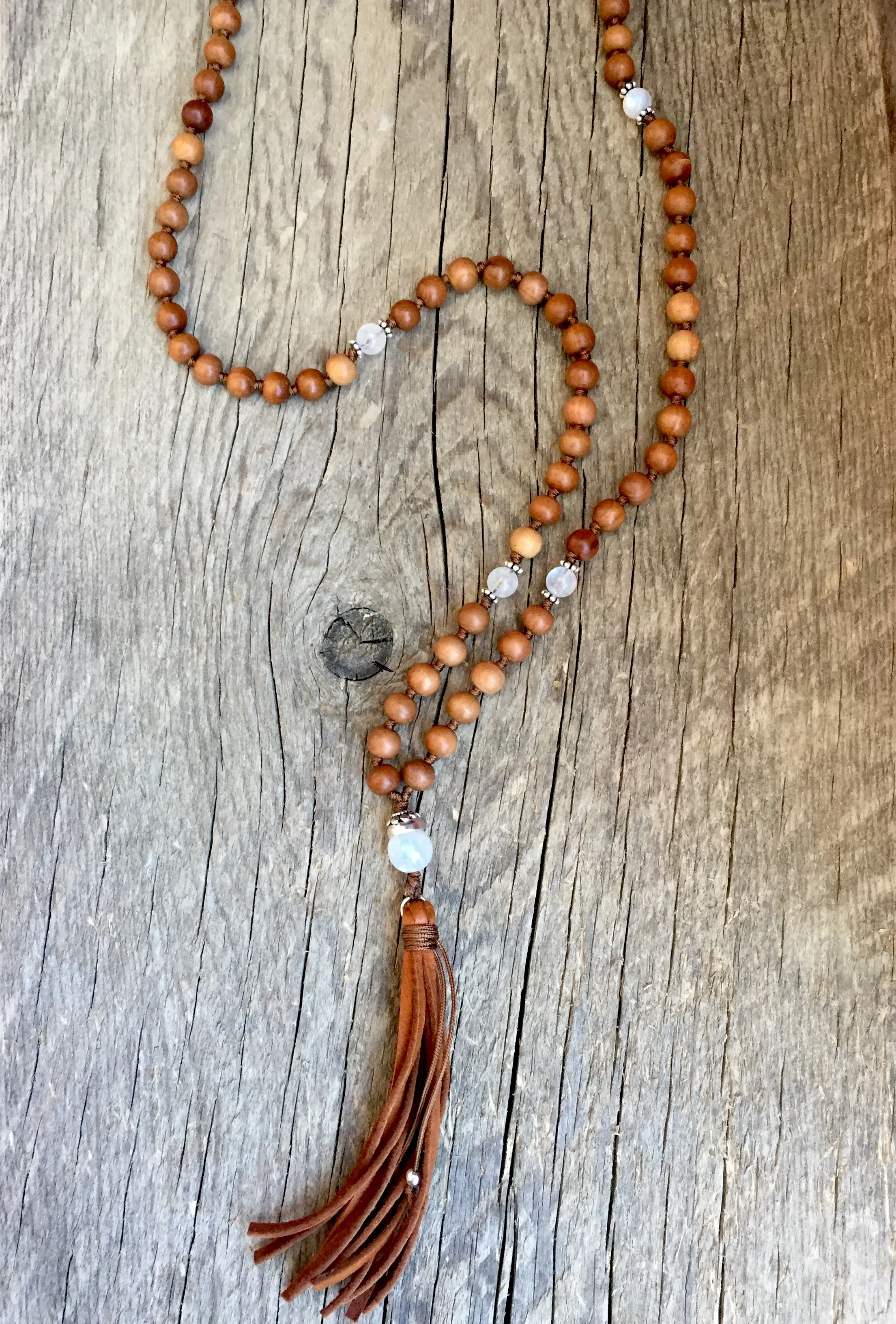 Moonstone and Sandalwood Mala