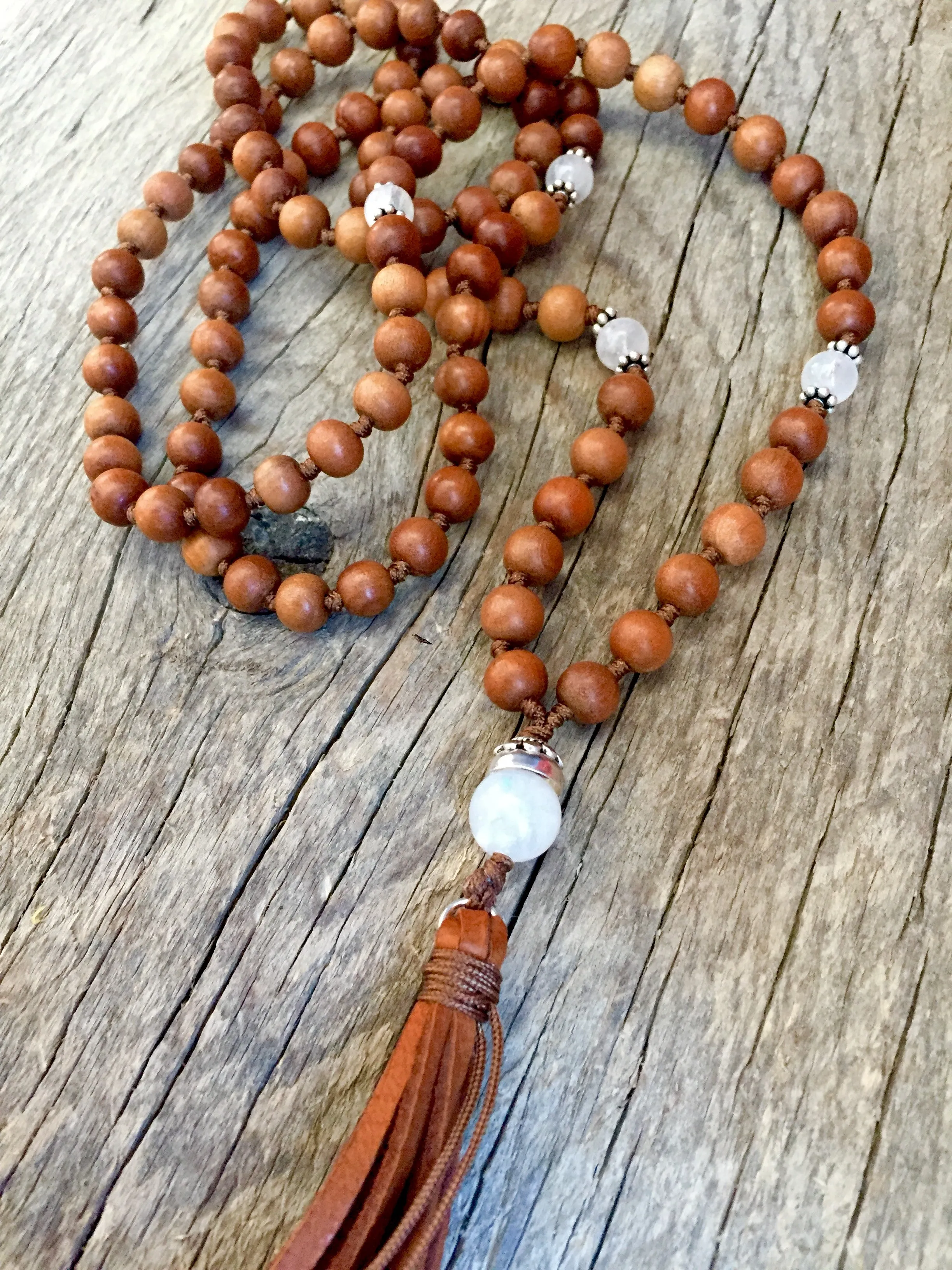 Moonstone and Sandalwood Mala