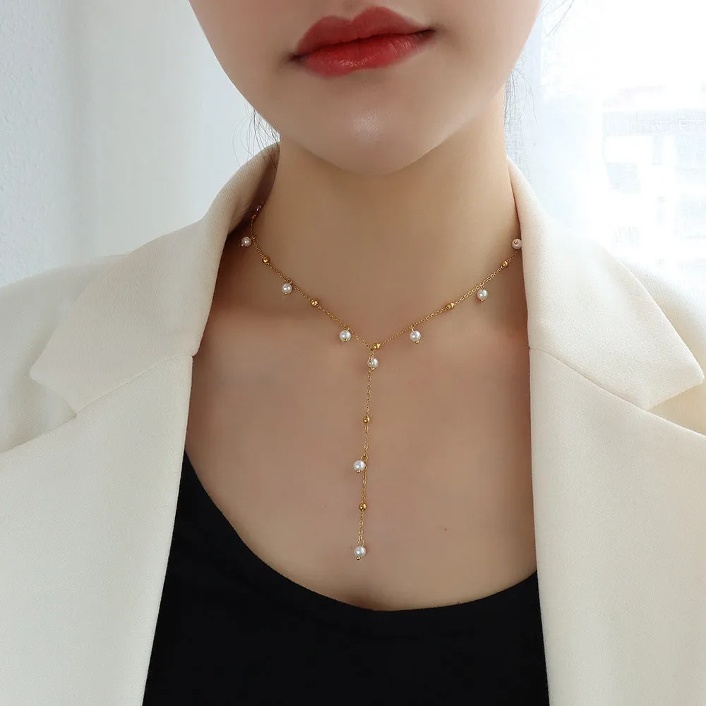 Natural Freshwater Pearl Necklace Baroque Artificial Pearl Jewelry Women's Wedding Party Gift Fashion
