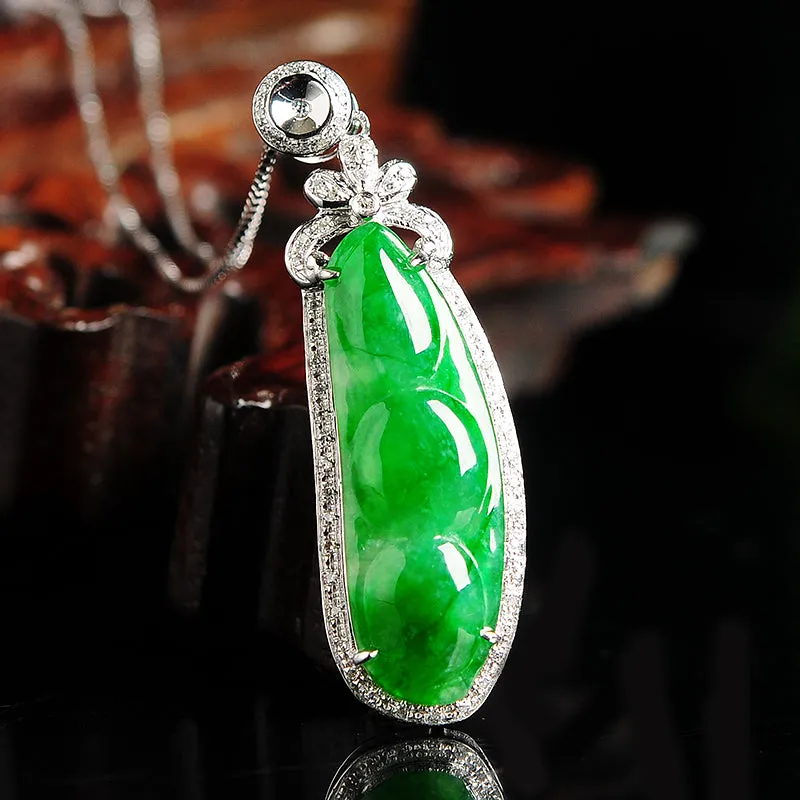 Natural Jade Pendant Jadeite Gold Pendant PT65