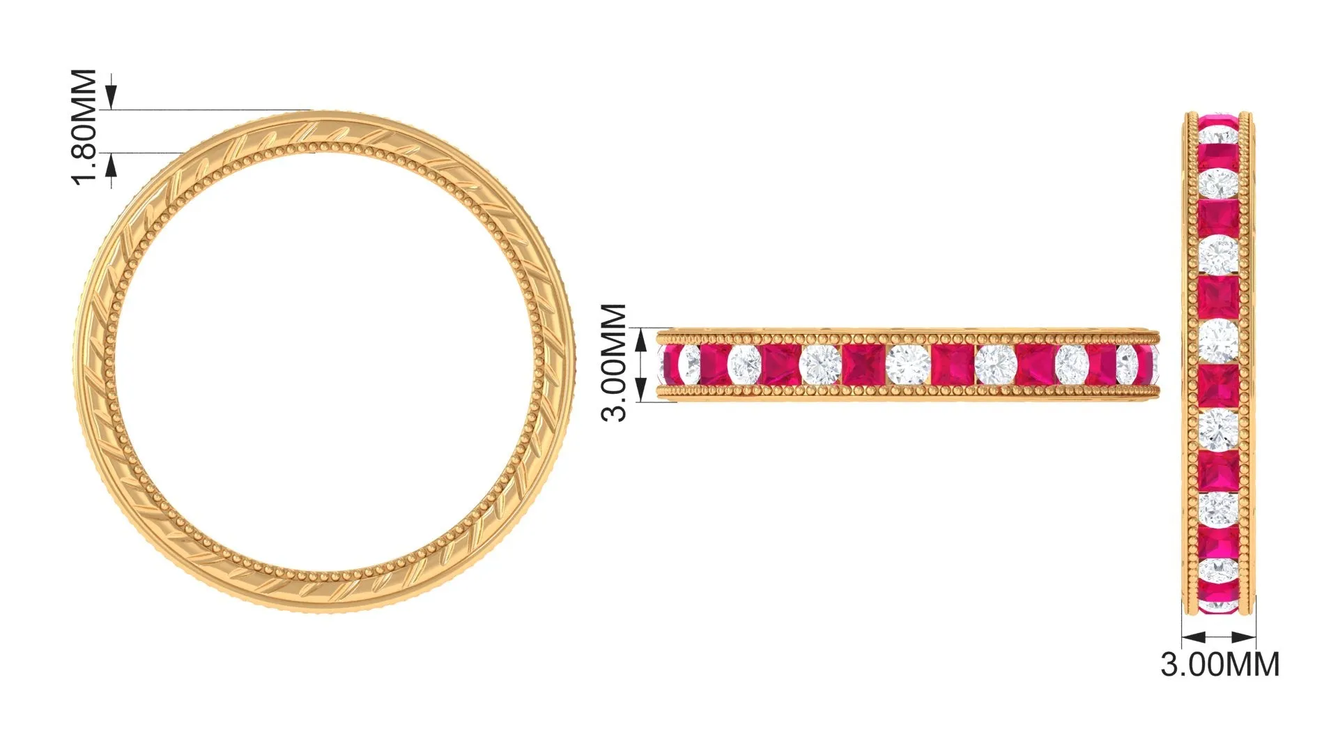 Natural Ruby Moissanite Eternity Band Ring