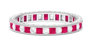 Natural Ruby Moissanite Eternity Band Ring