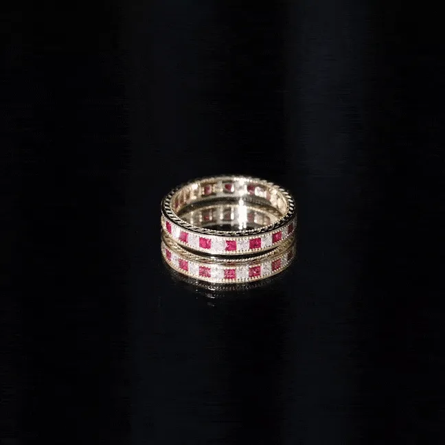 Natural Ruby Moissanite Eternity Band Ring