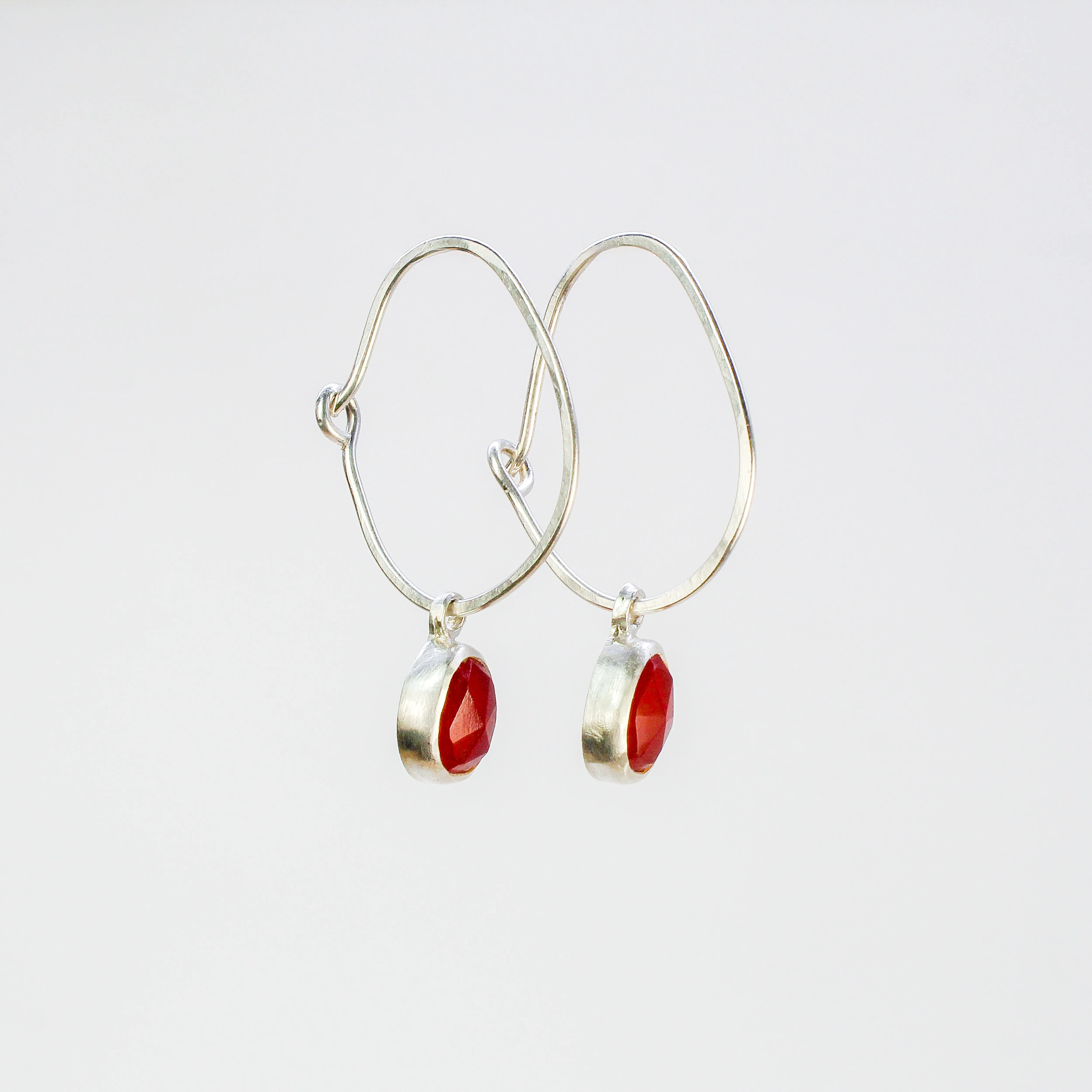 NEW! Carnelian on Sterling Silver Hoop Earrings by Ashley Procopio