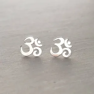 Om Stud Earrings Sterling Silver