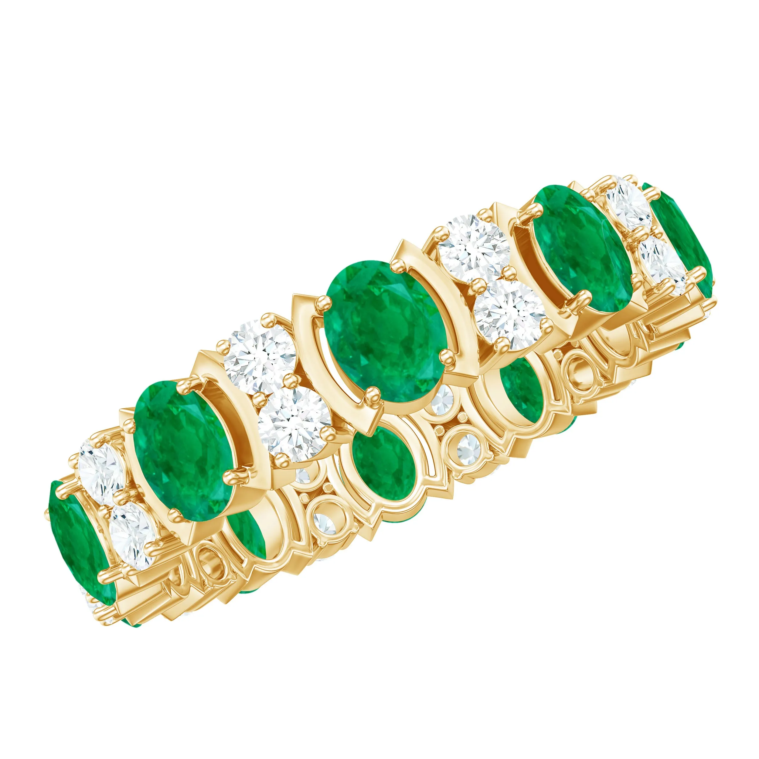 Oval Emerald and Moissanite Eternity Ring