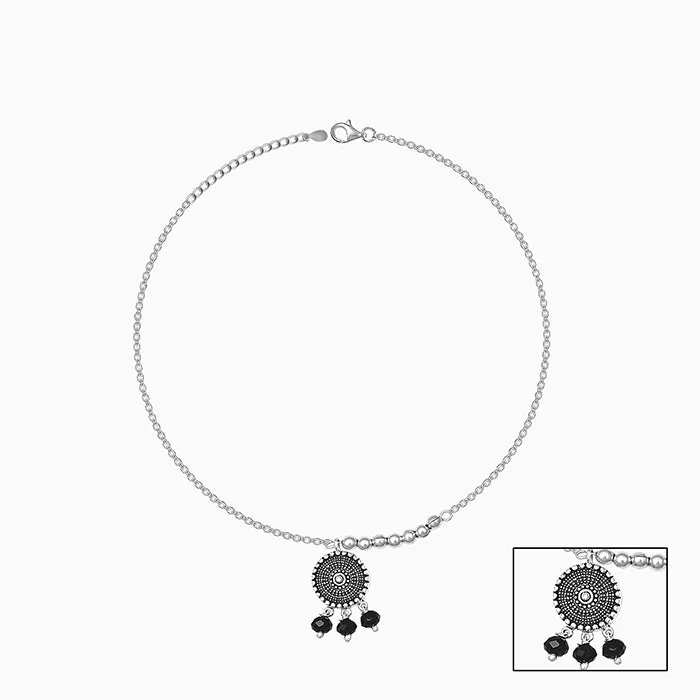 Oxidised Silver Black Dream Catcher Anklet