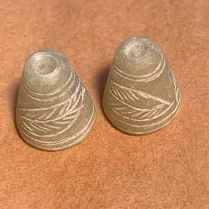 Pair of Afghan Serpentine Carved Cones