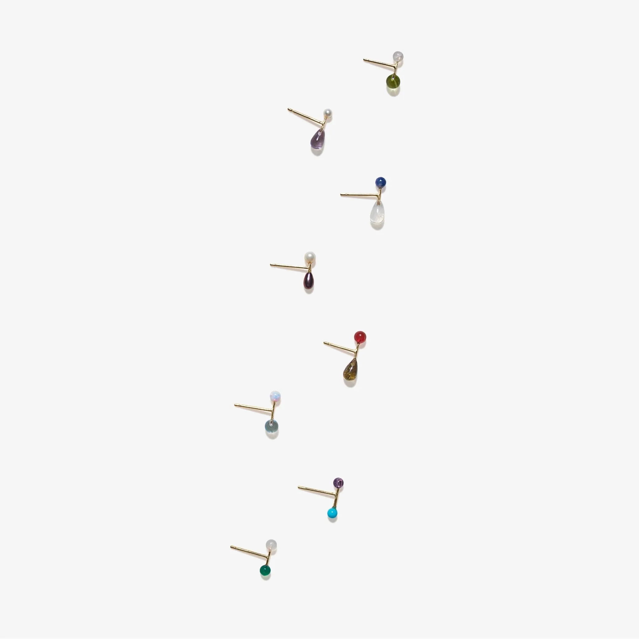 Pearl & Amethyst Barbell Earring - 9kt Gold
