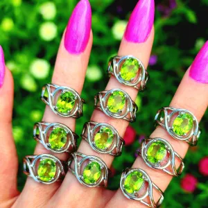 Peridot Finger Cuff Adjustable Ring .925 Silver for Prosperity, Success and Protection