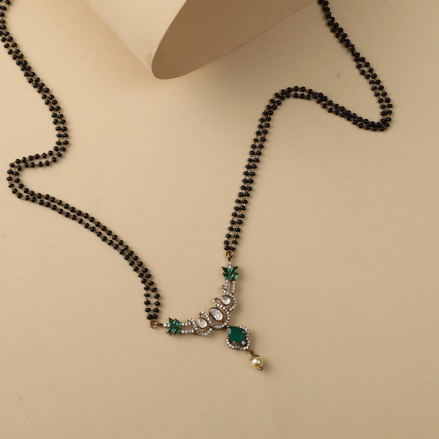 Petal Moissanite Silver Mangalsutra Necklace