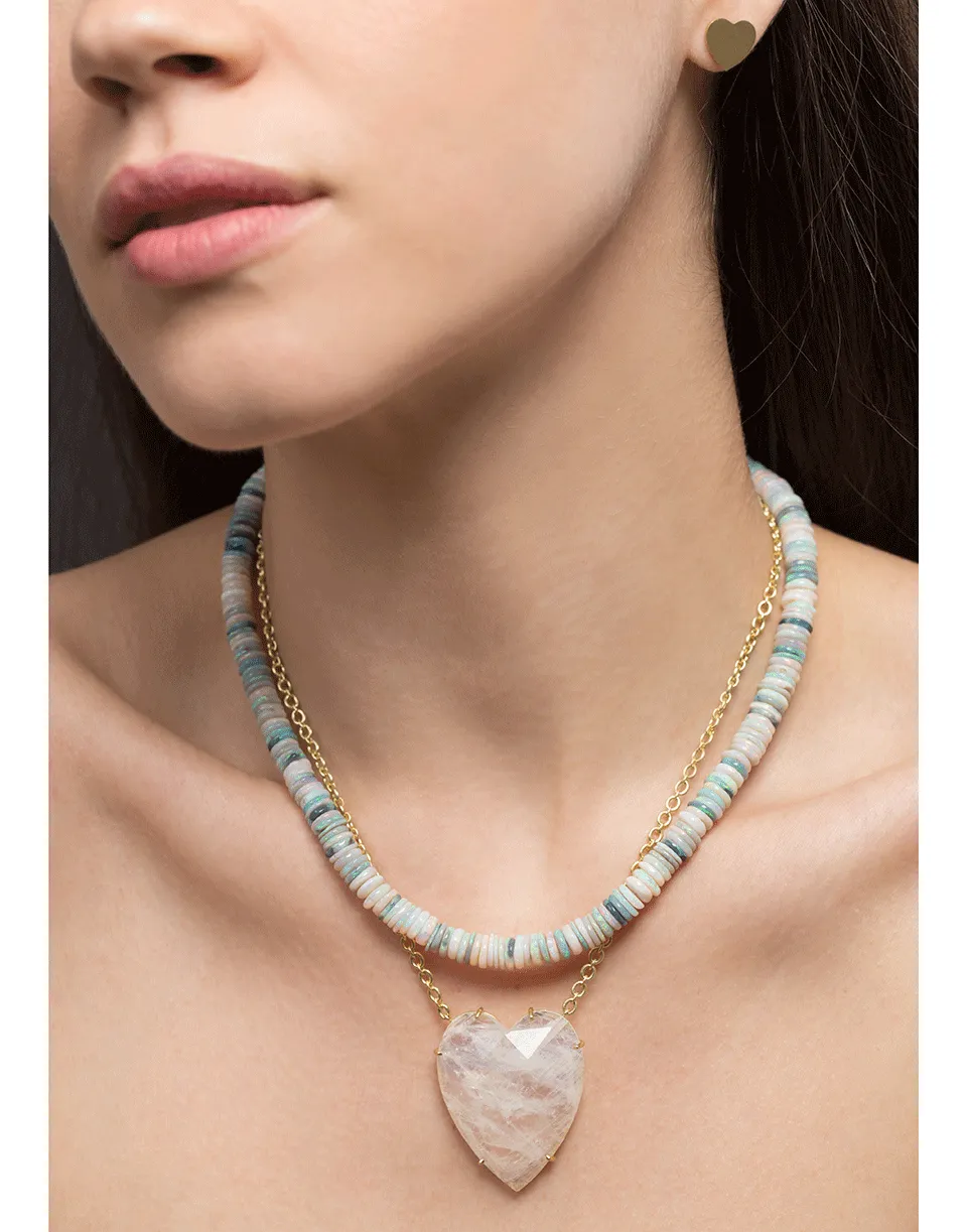 Rainbow Moonstone Heart Necklace