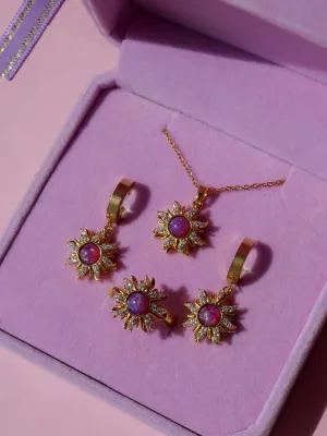 Rapunzel Sun Spinning Necklace Earrings Ring Set