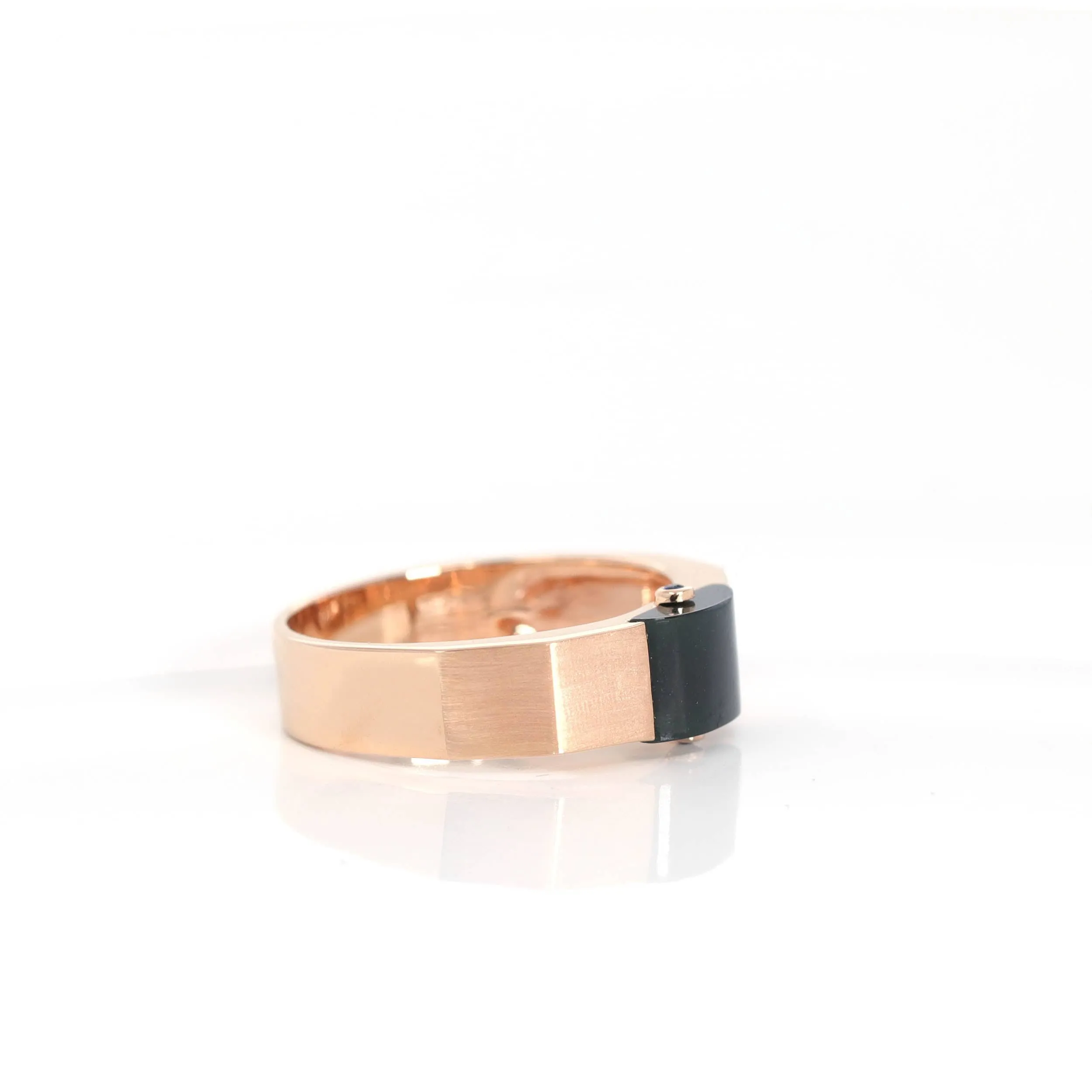 RealJade® Co. Genuine Burmese Black Jadeite Jade Ring