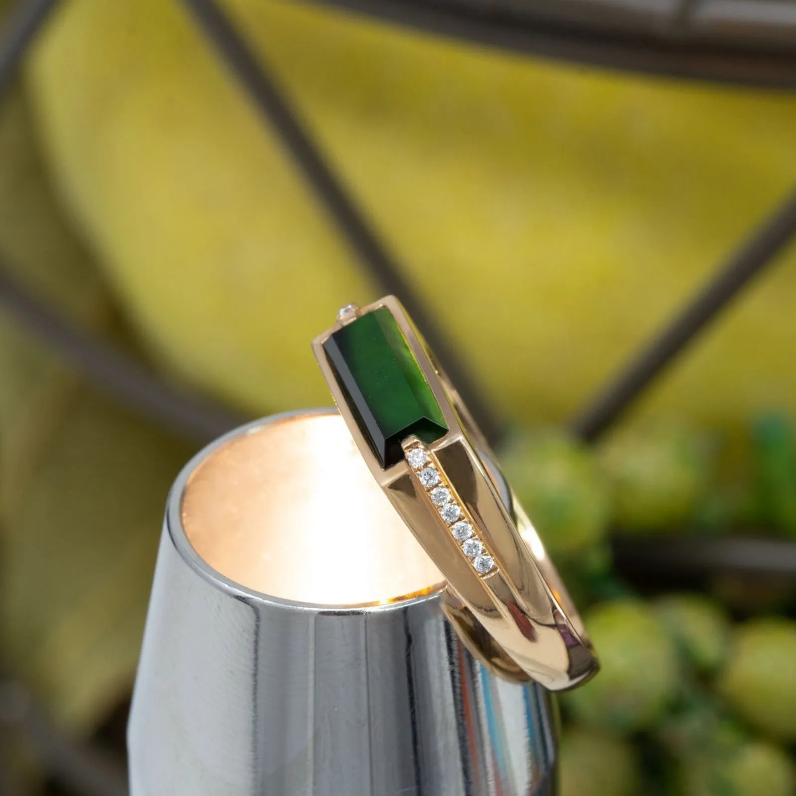 RealJade® "Classic Emerald Style" Genuine Burmese Emerald Cut Black Jadeite Jade Engagement Ring
