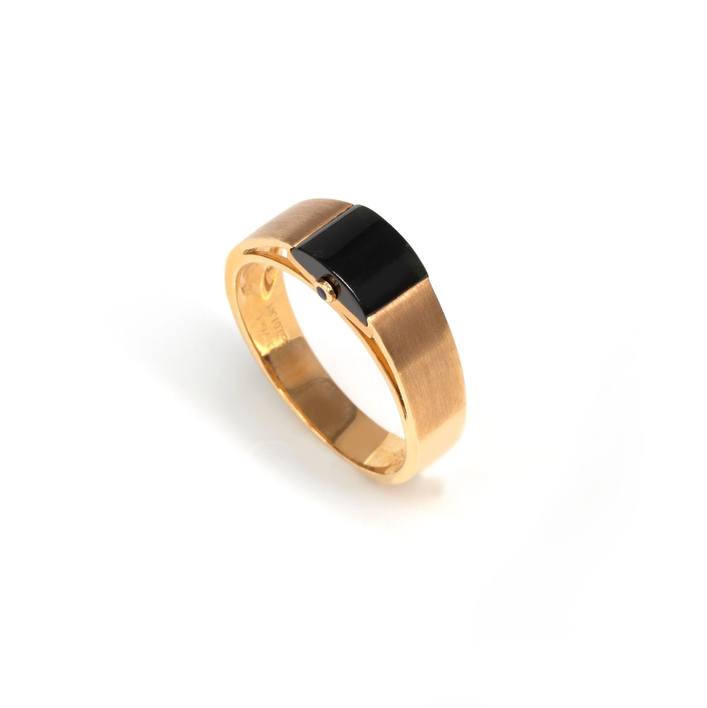 RealJade® "Classic Half Round Cabochon" Genuine Burmese Half Round Black Jadeite Jade Engagement Ring