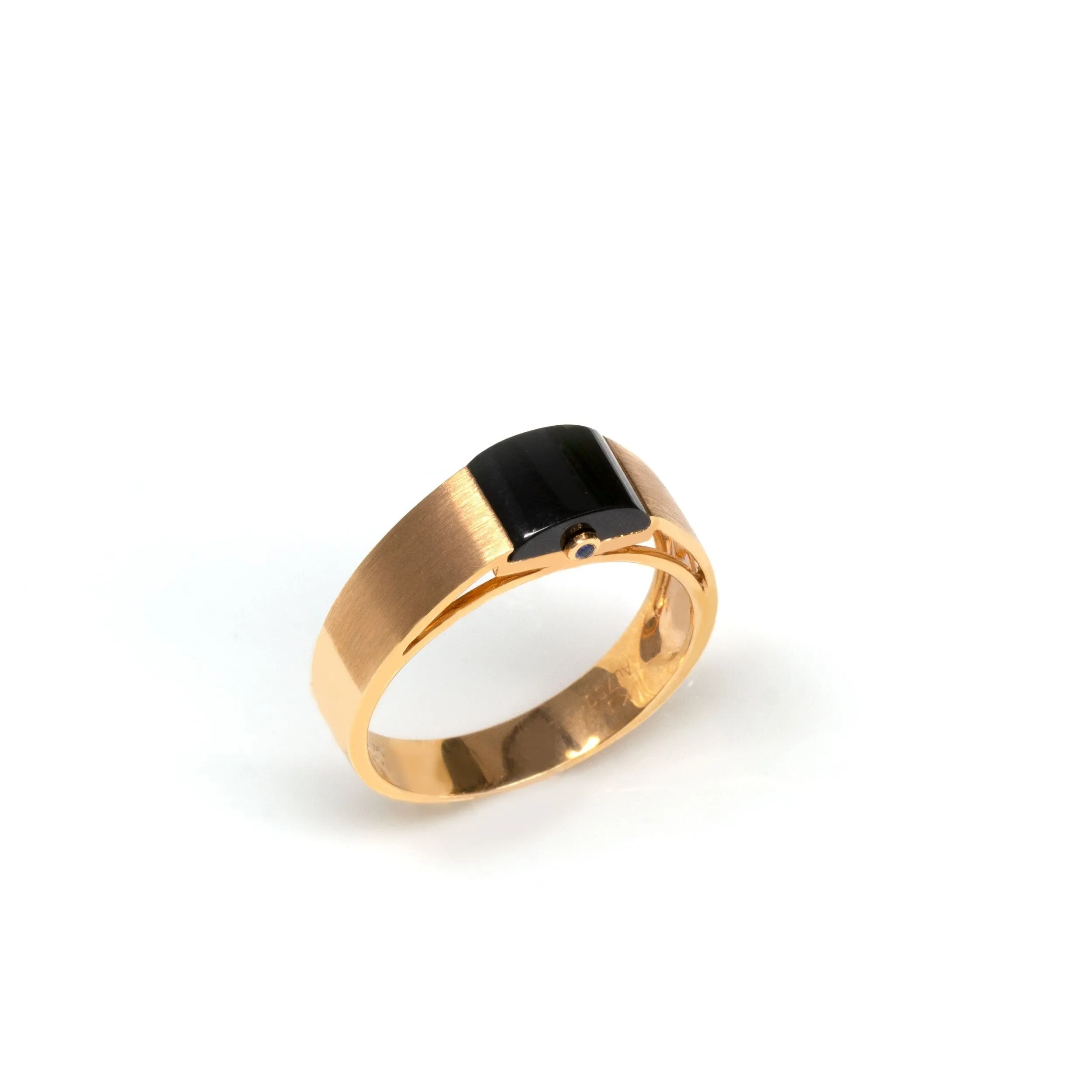 RealJade® "Classic Half Round Cabochon" Genuine Burmese Half Round Black Jadeite Jade Engagement Ring