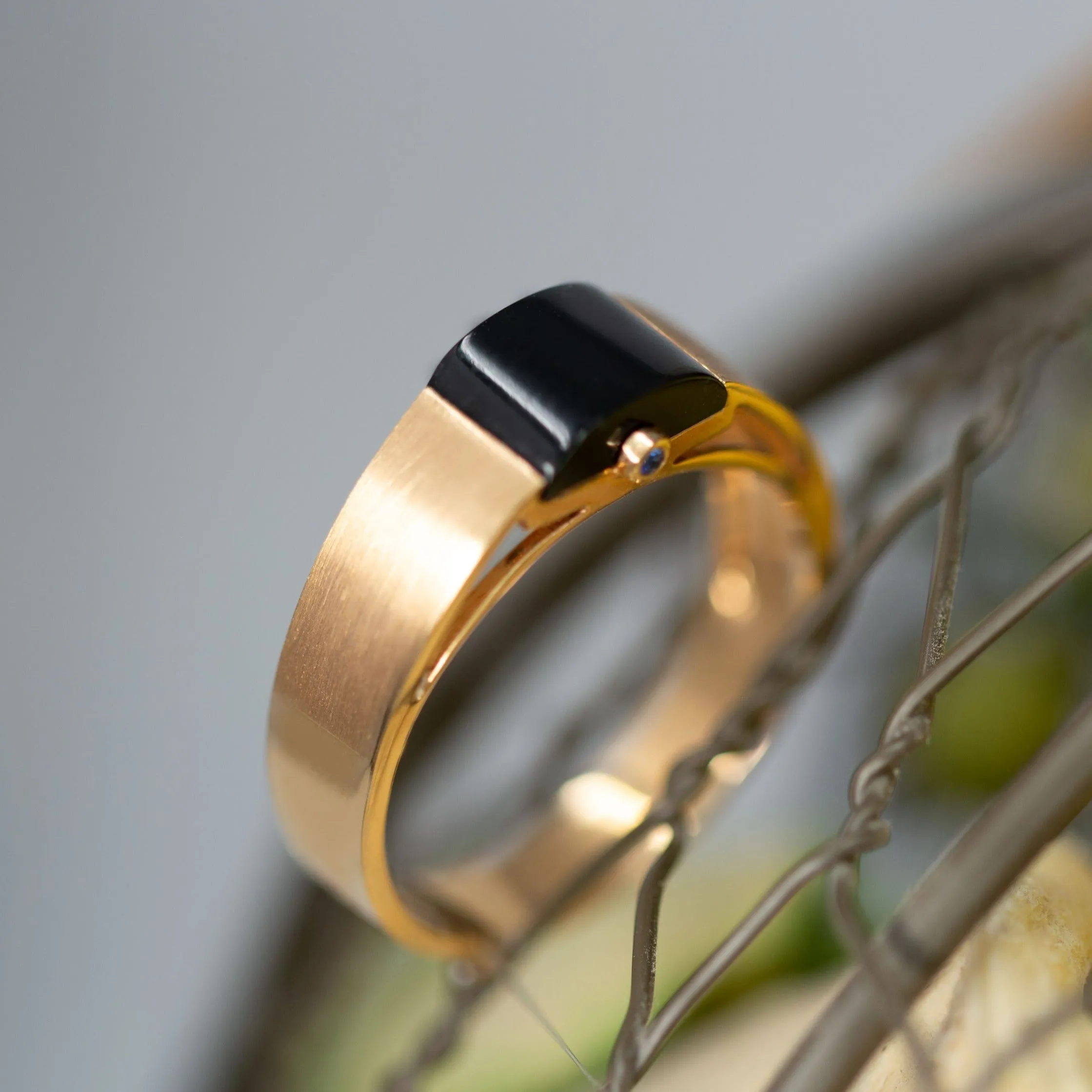 RealJade® "Classic Half Round Cabochon" Genuine Burmese Half Round Black Jadeite Jade Engagement Ring