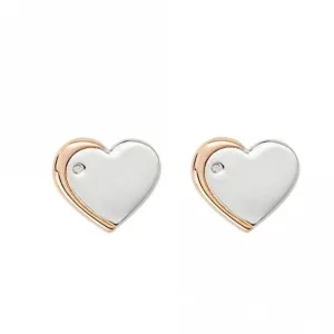 Recycled Silver & Rose Gold Plated Heart Stud Earrings E6159