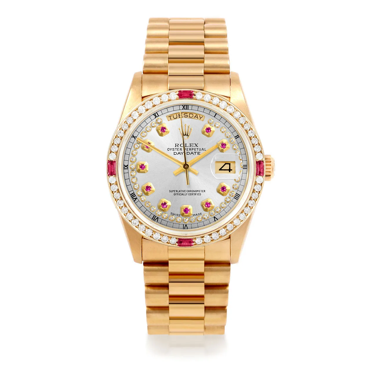 Rolex Day-Date 36mm | 18038-SLV-STRR-4RBY-PRS