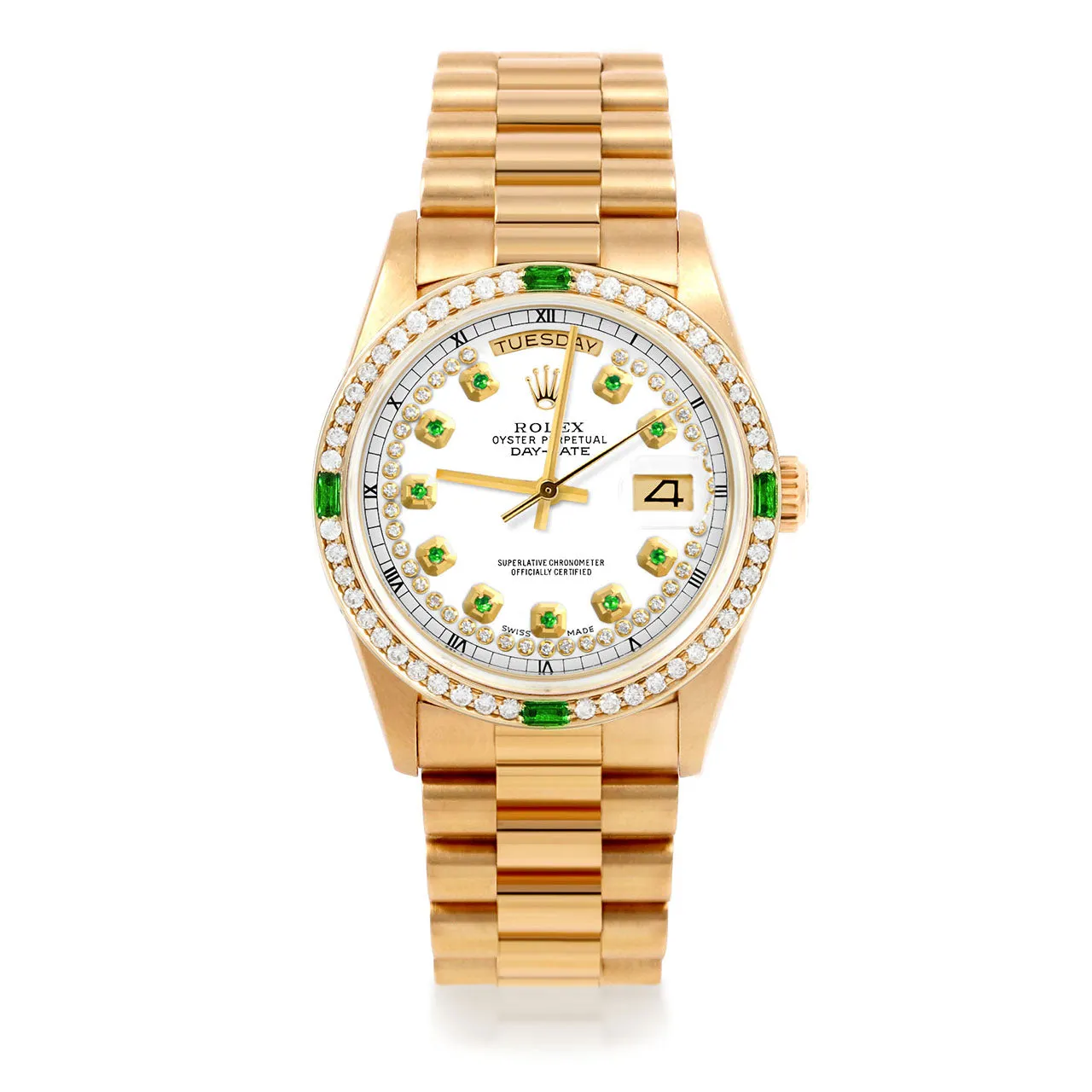 Rolex Day-Date 36mm | 18038-WHT-STRE-4EMD-PRS