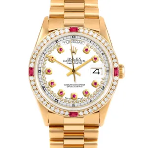 Rolex Day-Date 36mm | 18238-WHT-STRR-4RBY-PRS