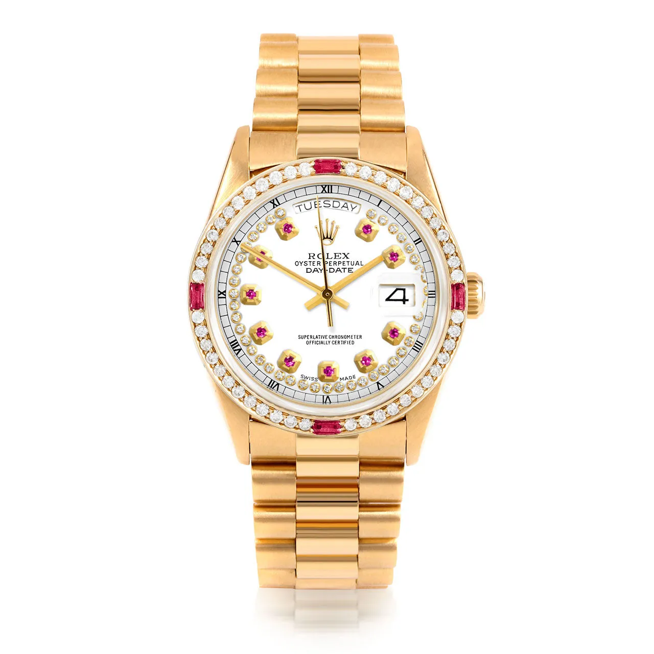 Rolex Day-Date 36mm | 18238-WHT-STRR-4RBY-PRS