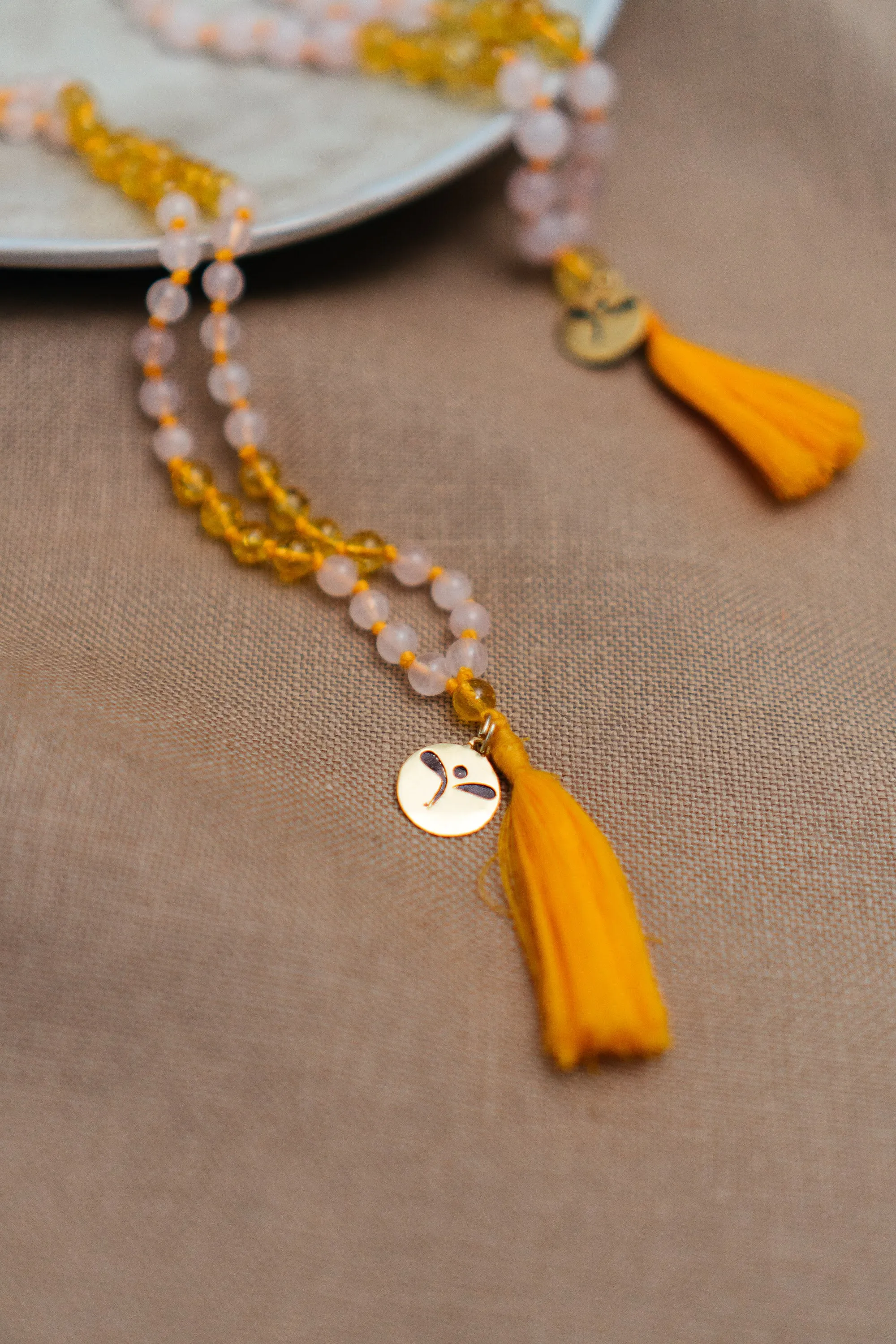 Rose Quartz and Citrine Love & Abundance Mala: Small Gemstone Beads