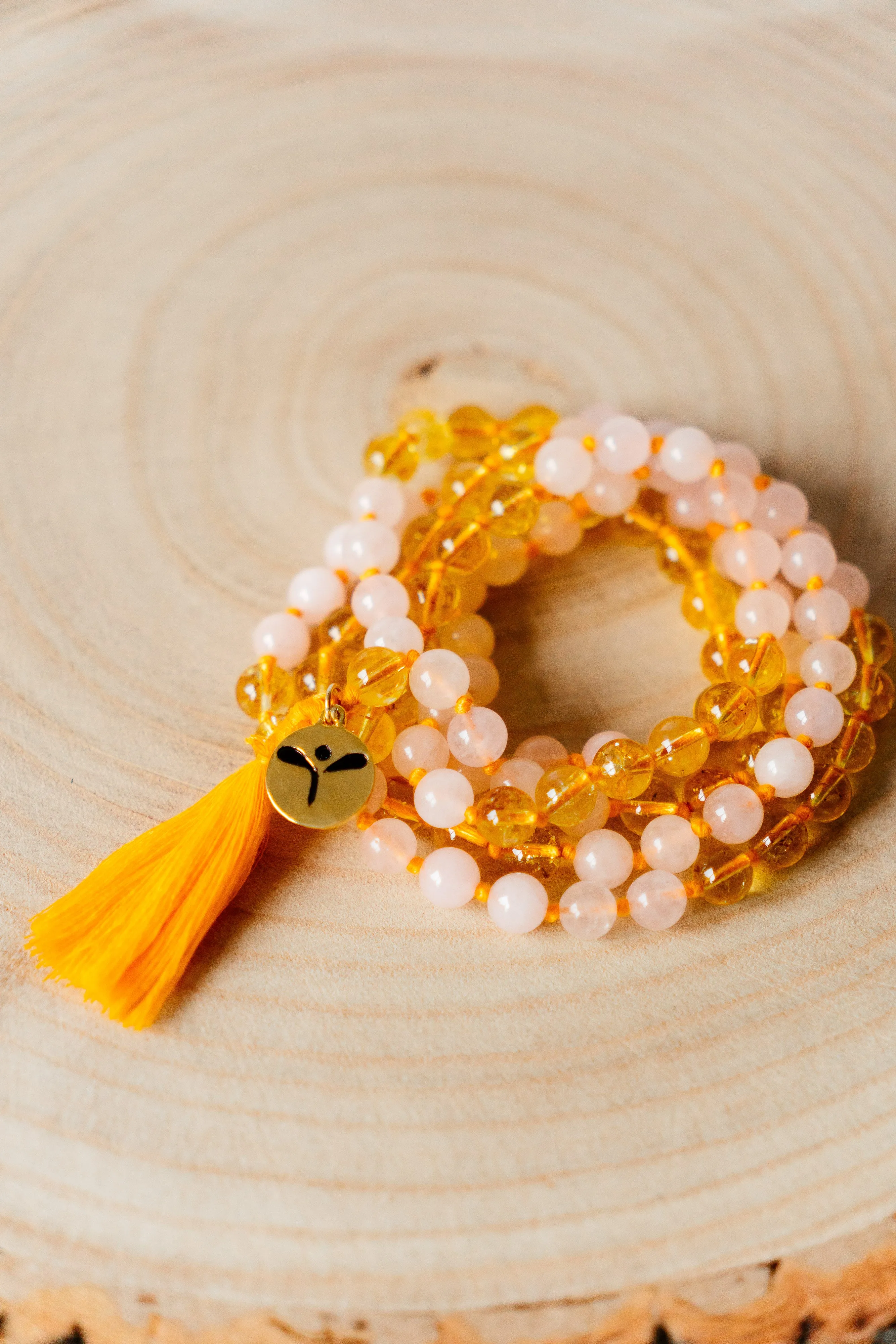 Rose Quartz and Citrine Love & Abundance Mala: Small Gemstone Beads