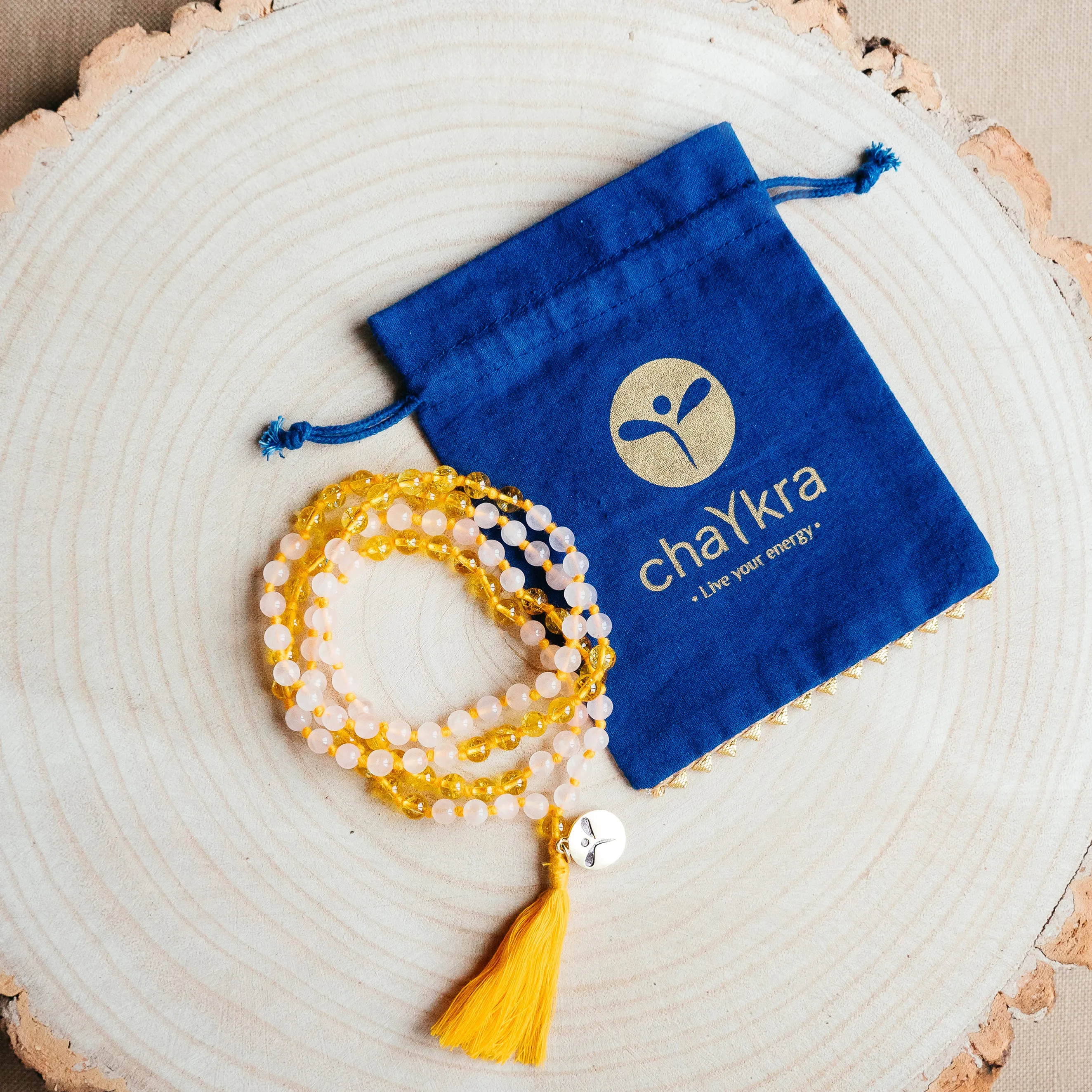 Rose Quartz and Citrine Love & Abundance Mala: Small Gemstone Beads