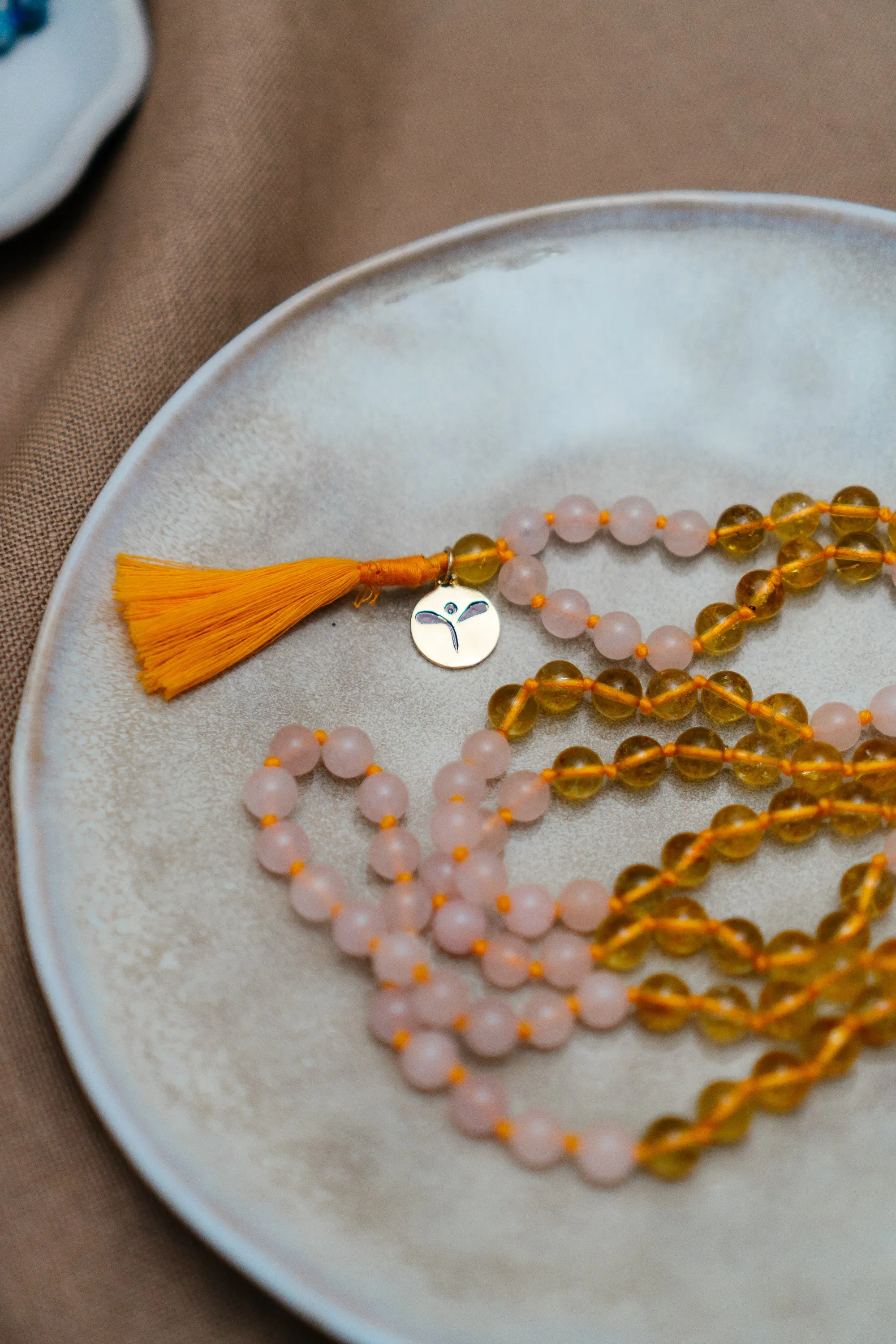 Rose Quartz and Citrine Love & Abundance Mala with Large Gemstone Beads