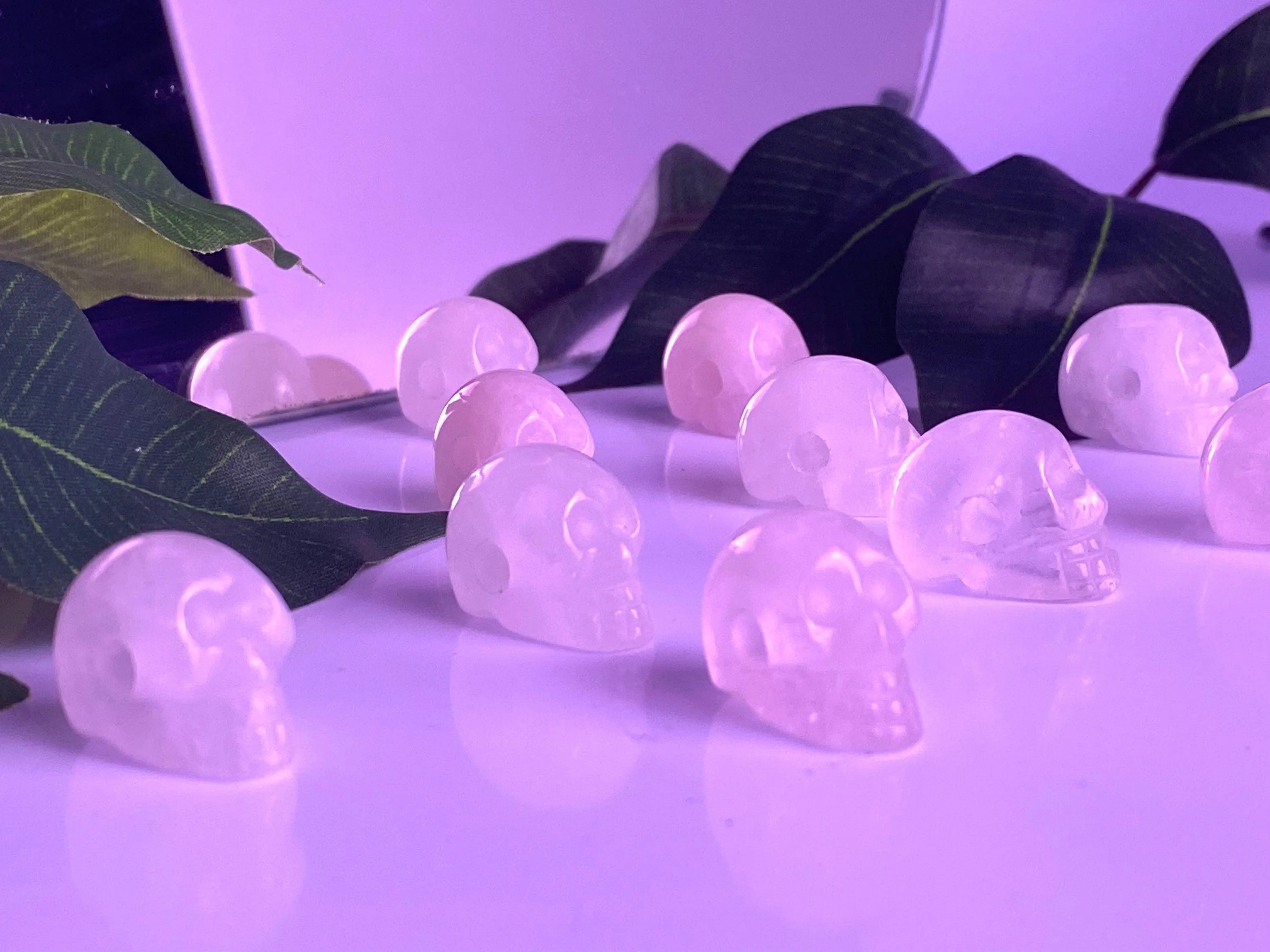 Rose Quartz Skull Carved Bead