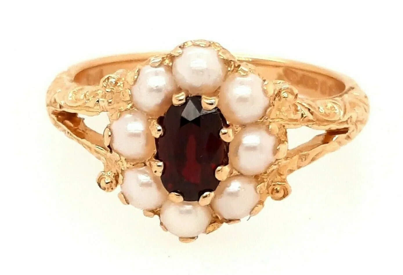 Ruby & Seed Pearl 18ct Yellow Gold Dress Ring