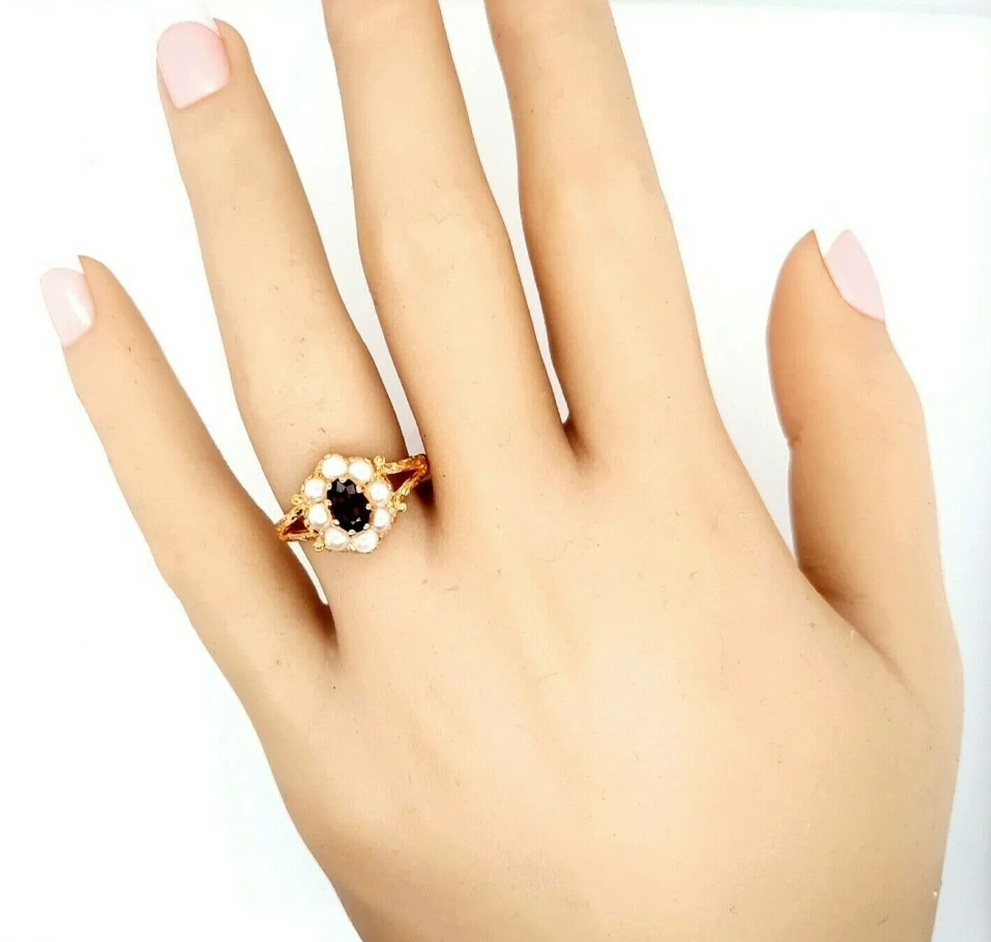 Ruby & Seed Pearl 18ct Yellow Gold Dress Ring