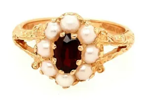 Ruby & Seed Pearl 18ct Yellow Gold Dress Ring