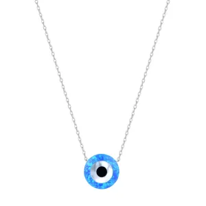 SHYLA OPAL EVIL EYE SILVER NECKLACE