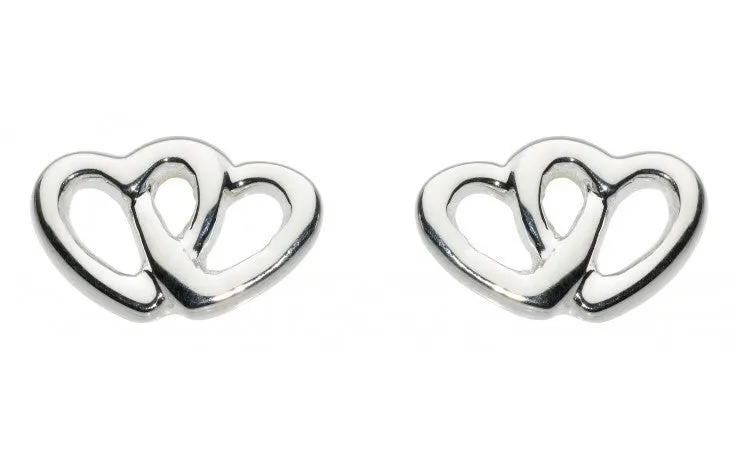 SILVER DOUBLE HEART STUDS 48359HP011