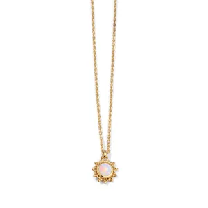 Soleil Necklace, White Opal, 9kt Yellow Gold