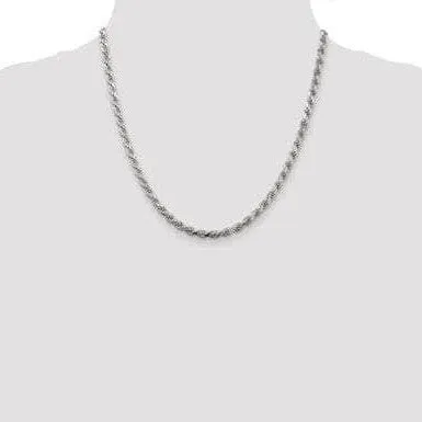 Sterling Silver 4 mm Solid Diamond-cut Rope Chain with Lobster Clasp