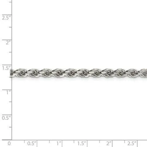 Sterling Silver 4 mm Solid Diamond-cut Rope Chain with Lobster Clasp