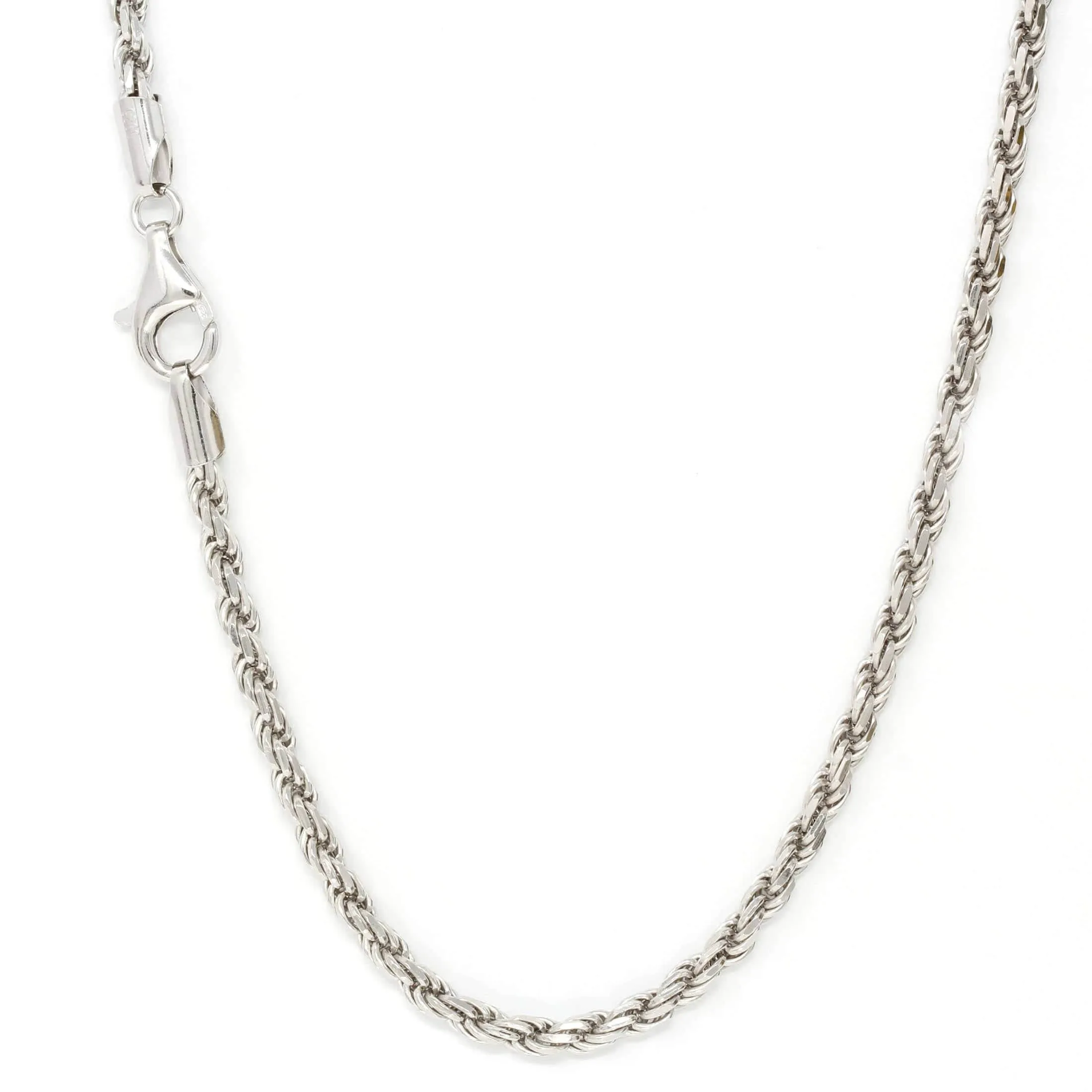 Sterling Silver 4 mm Solid Diamond-cut Rope Chain with Lobster Clasp