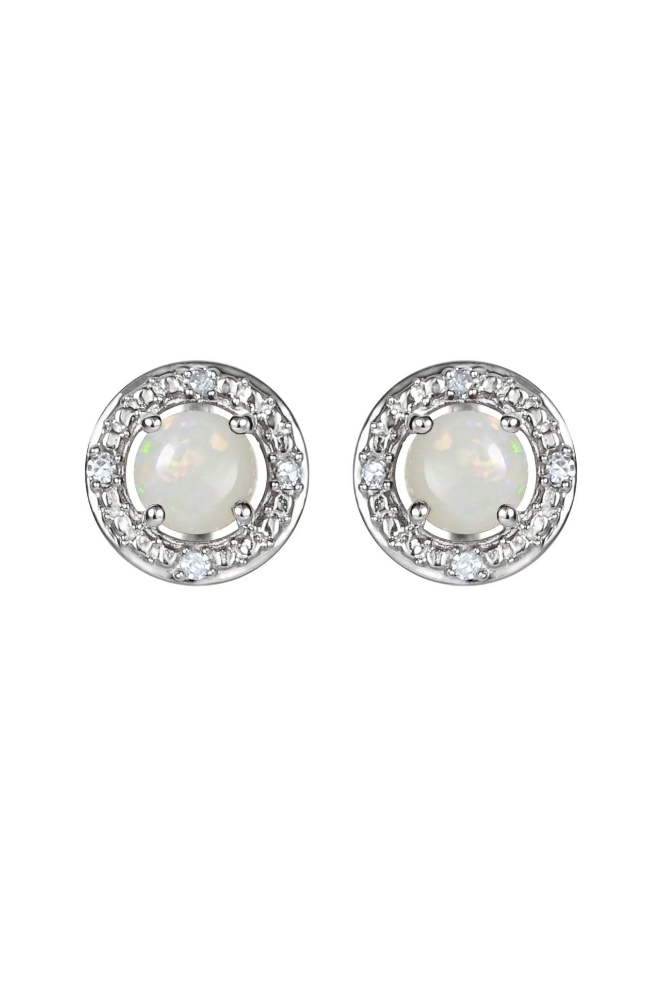 Sterling Silver Birthstone and Diamond Stud Earrings