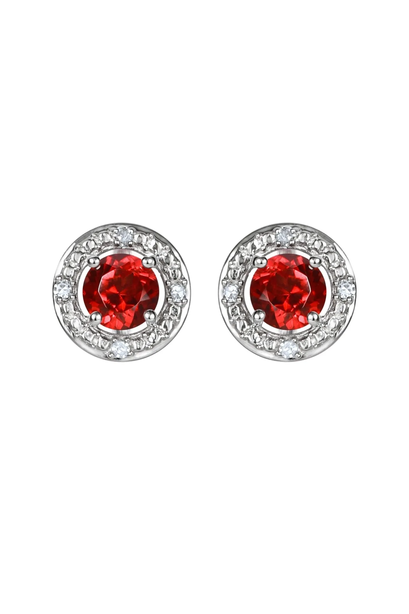 Sterling Silver Birthstone and Diamond Stud Earrings