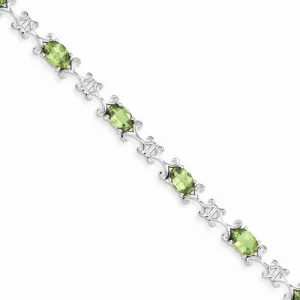 Sterling Silver Peridot Oval Bracelet