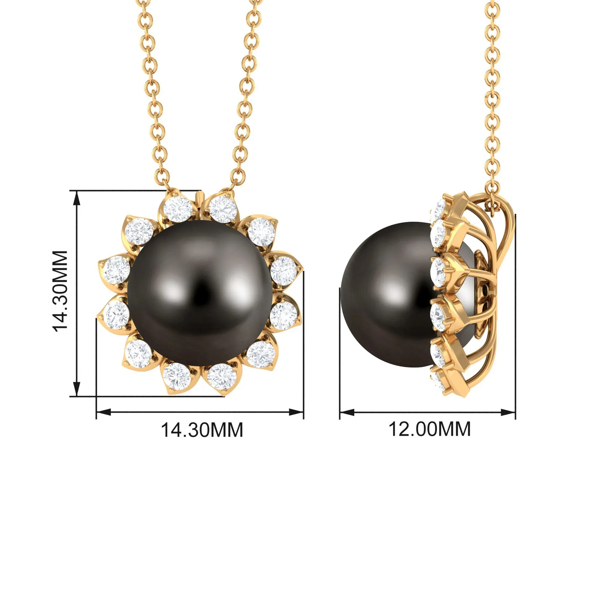 Tahitian Pearl Cocktail Pendant with Diamond Halo