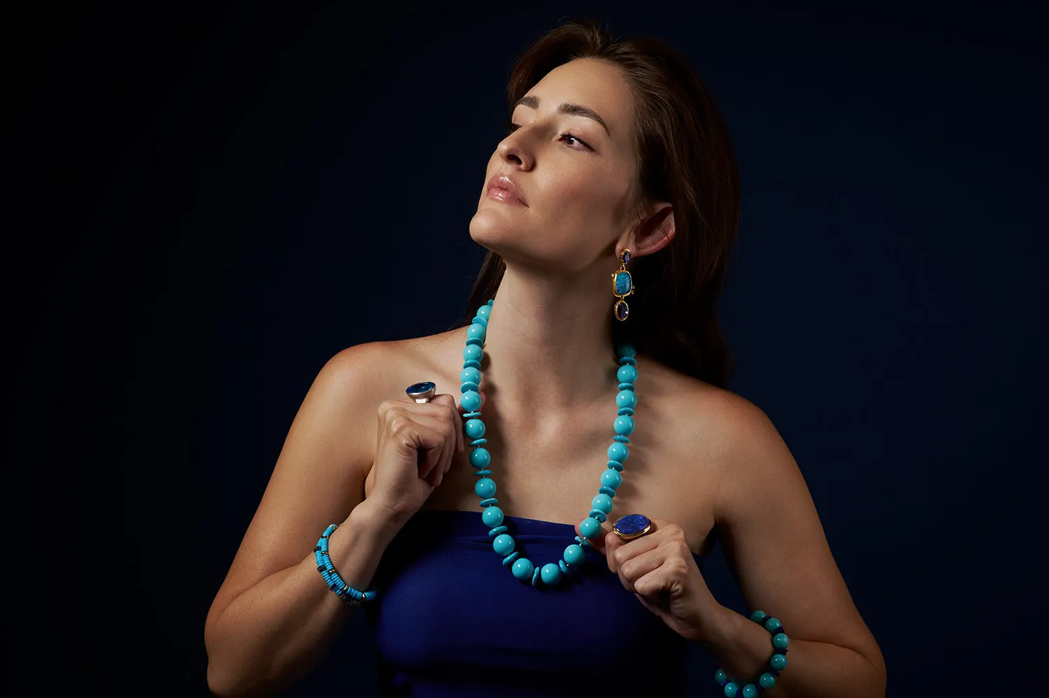 Tanzanite and Black Opal Earrings